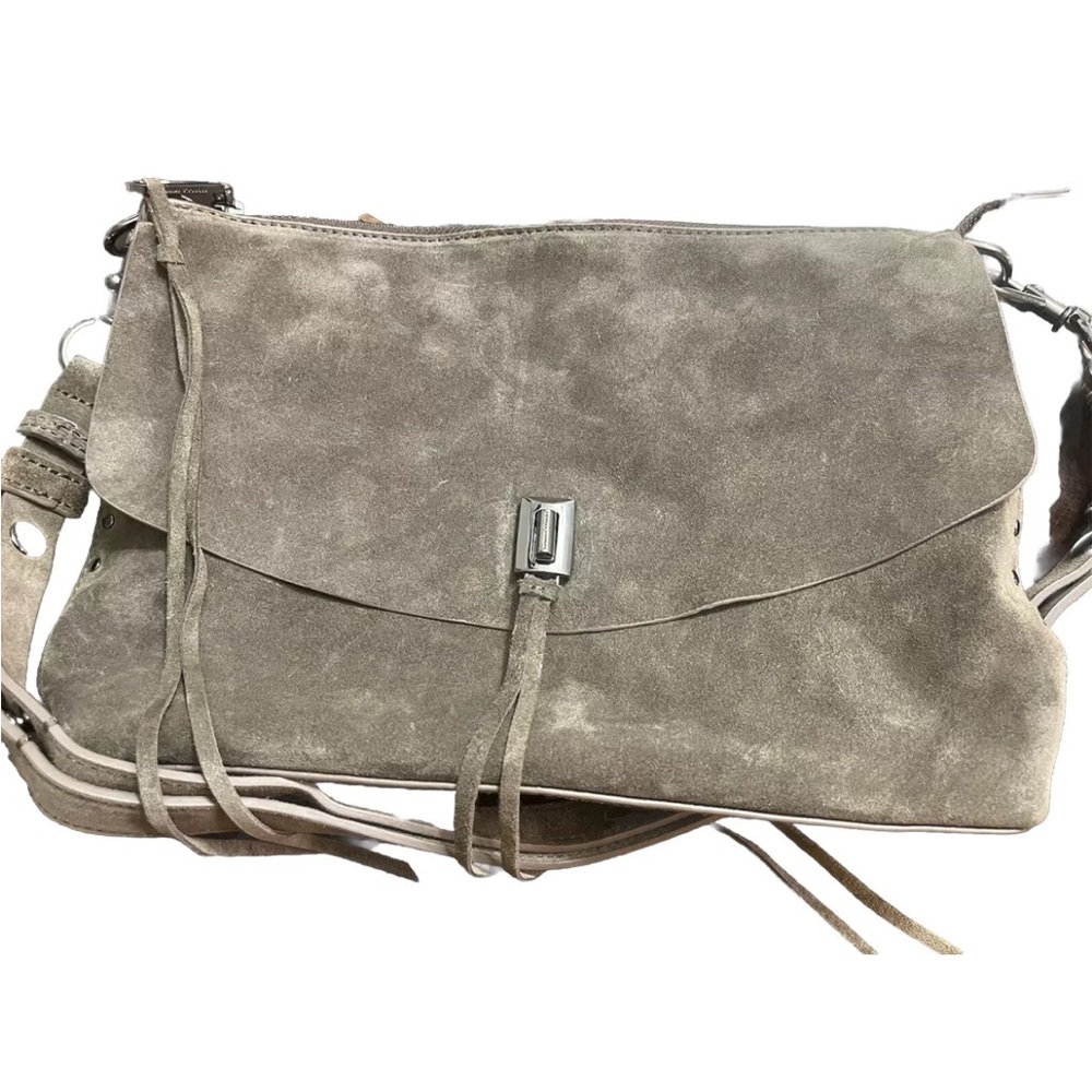 Rebecca Minkoff, Darren Suede Shoulder Bag, Color gray